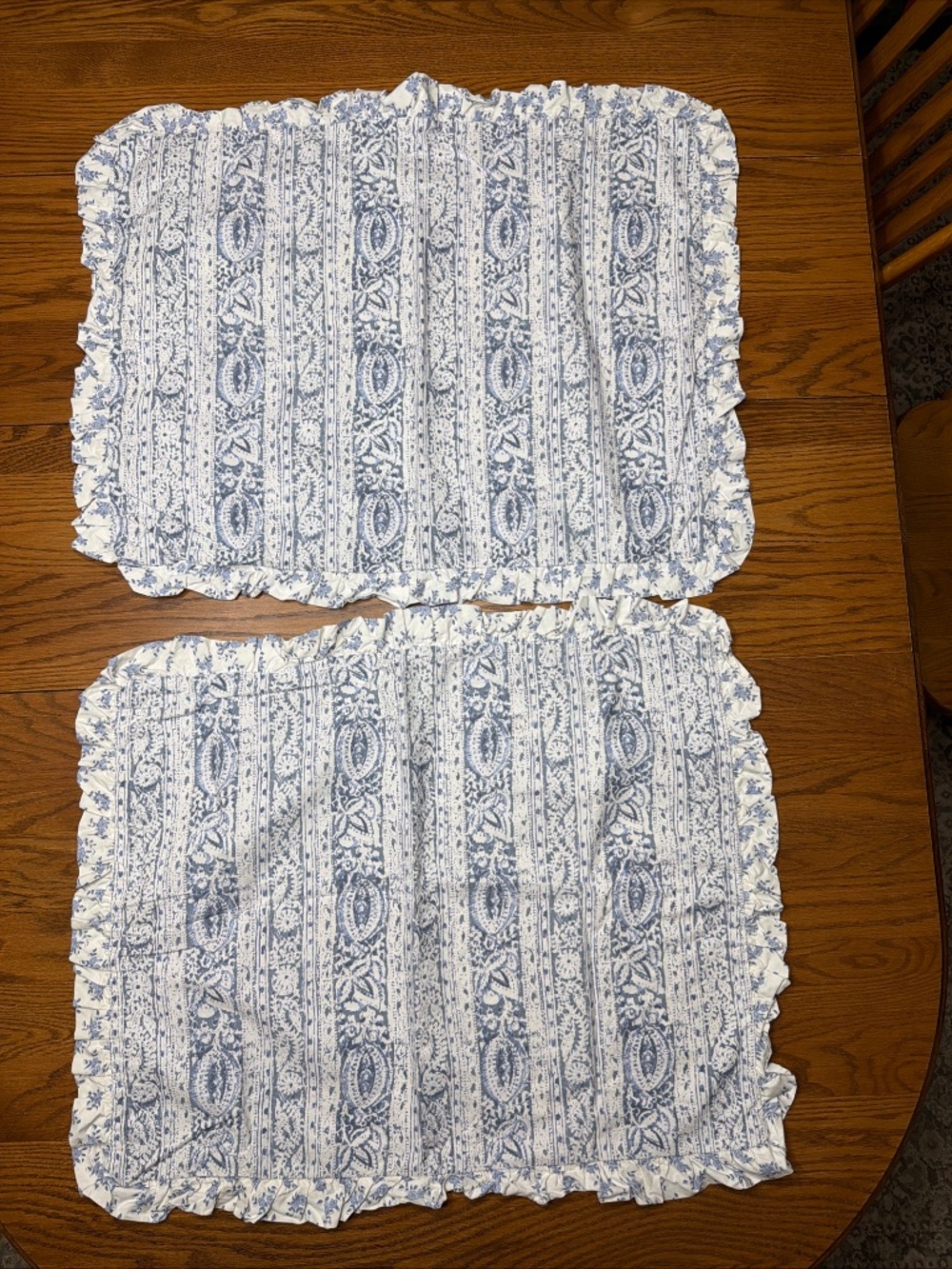 SIMPLY SHABBY CHIC Rachel Ashwell BLUE FLORAL Ruffled 2 STANDARD PILLOW SHAM Set